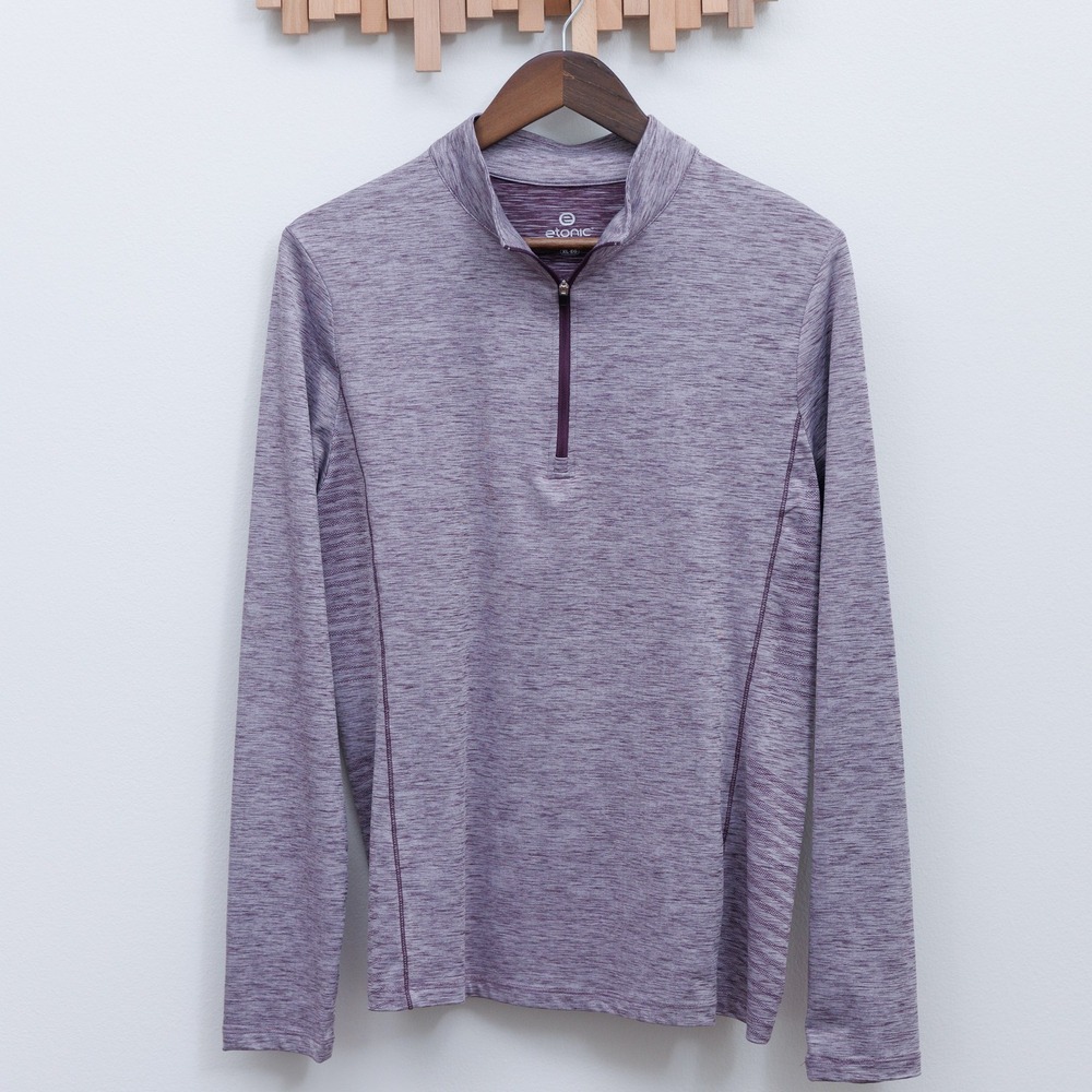 Etonic Womens XL Purple Space Dye Quarter Zip Long Sleeve Active Pullover Top